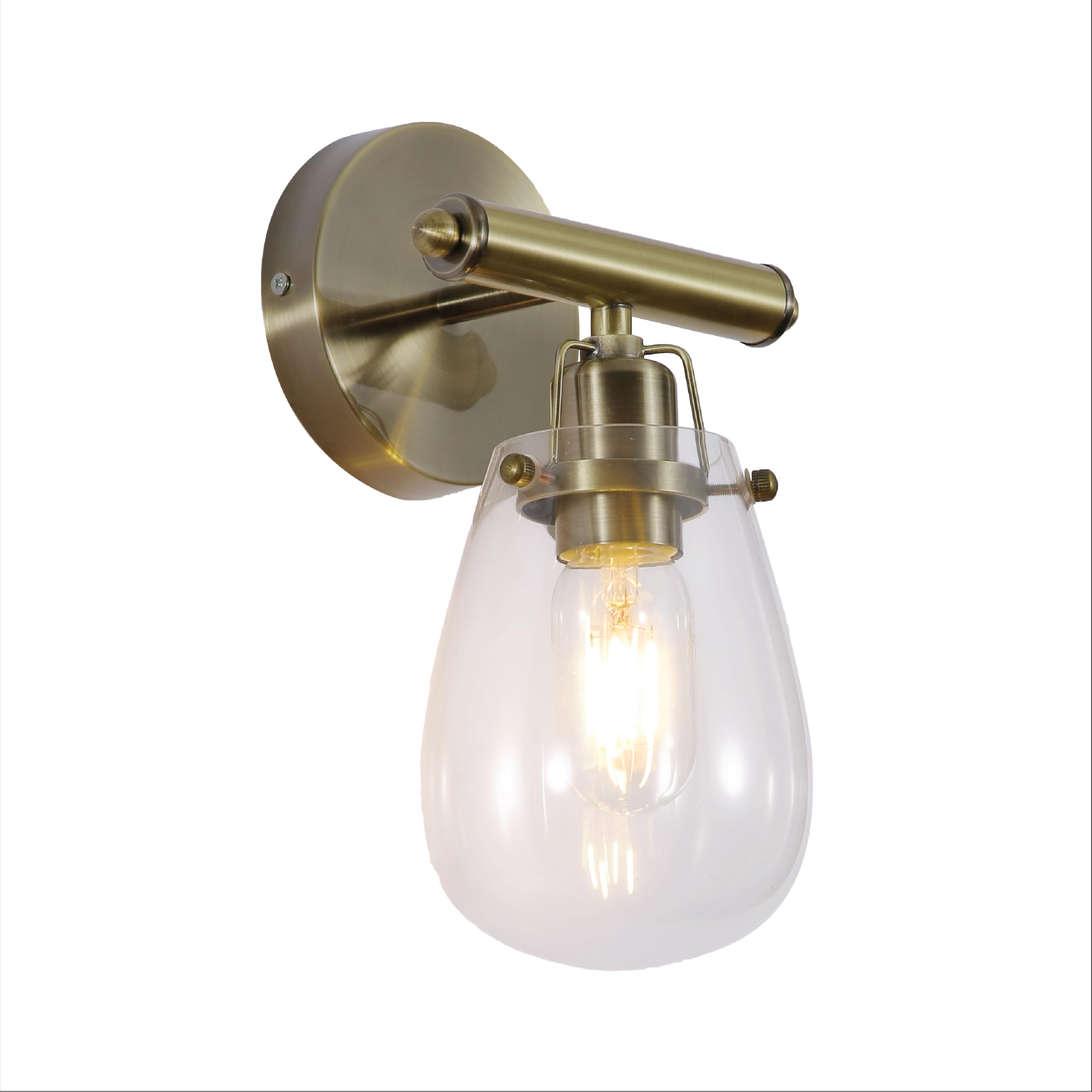 TEKLED myHome Vintage Antique Brass Industrial Wall Light | E27 Fitting | for Bedrooms Living Rooms Study Rooms Lobbies Receptions Cafes Restaurants | (Bulb not Included)