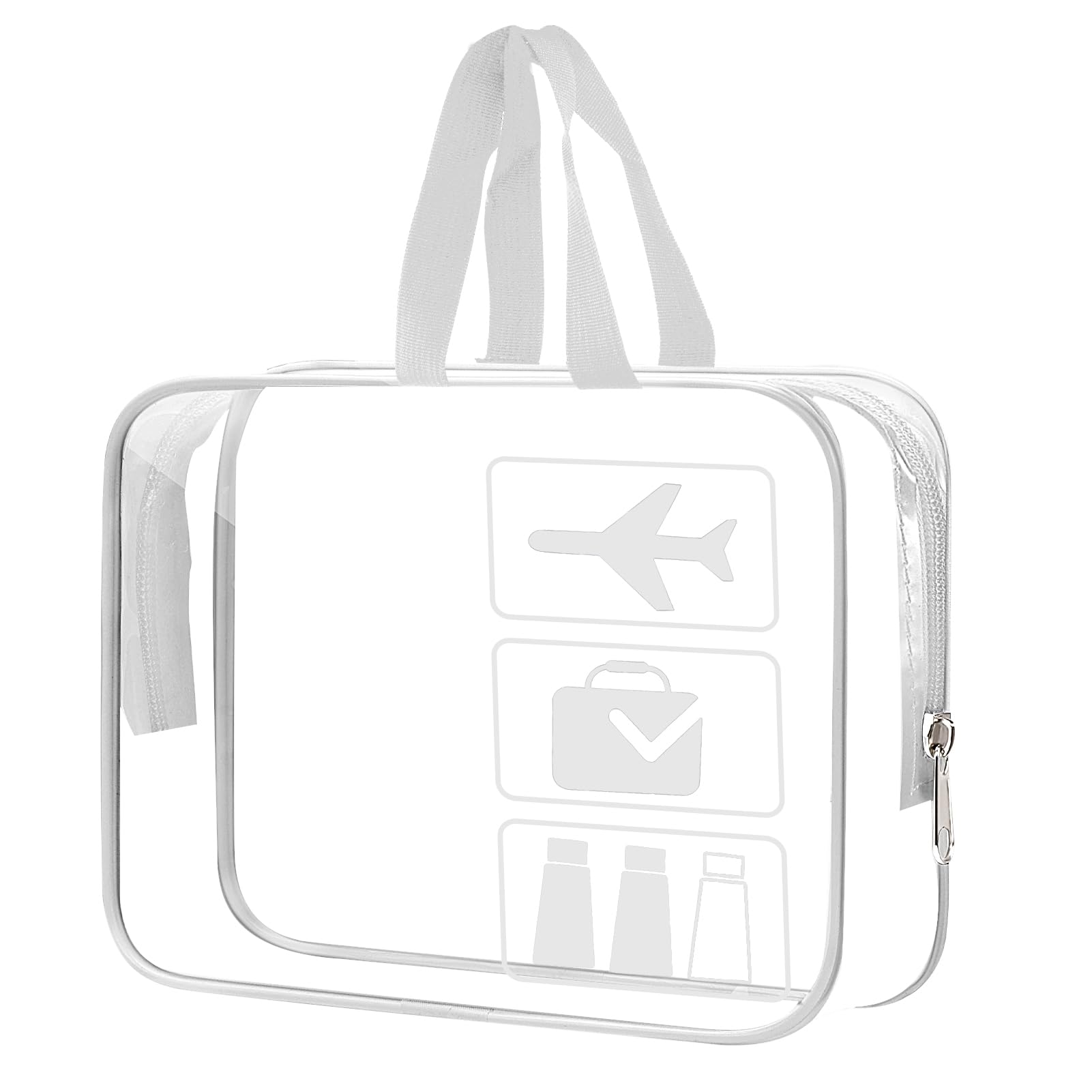 Clear Travel Toiletry Bag TSA Approved Quart Size Travel Bag Airport Security Carry On Liquid Bag Cosmetic Pouch Shower Bag Transparent Toiletries Bags (White — view 12