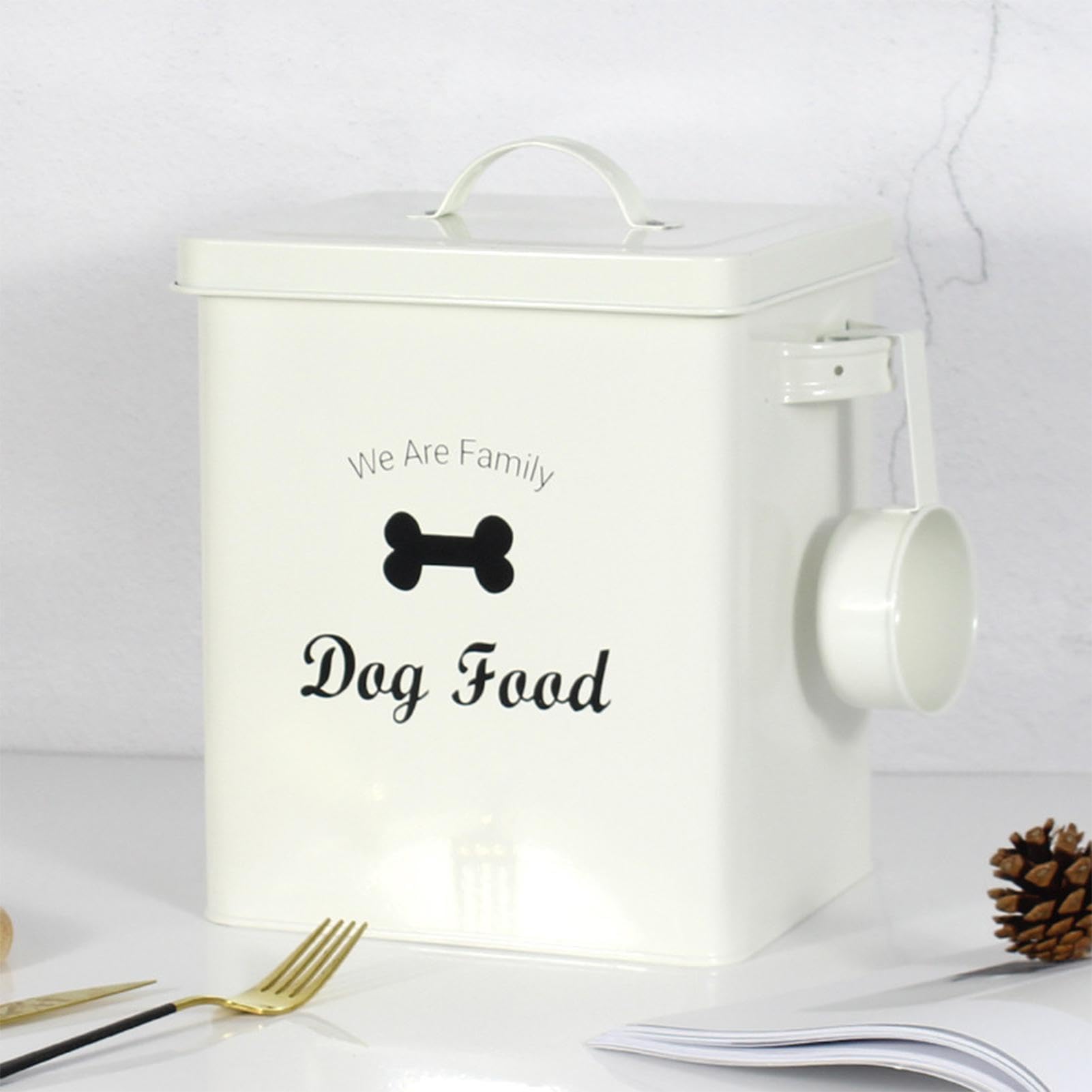 Contenitore per alimenti per animali domestici, 23 x 20 x 18 cm | (capacità di 3 kg) Contenitore in latta ermetico salvaspazio con coperchio, contenitore per cani da lavoro,