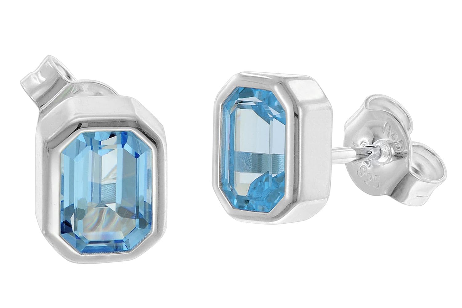 trendor Damen-Ohrringe 925 Silber Ohrstecker Blautopas 68495 | zeitloser Ohrschmuck für Frauen, elegantes Accessoire,