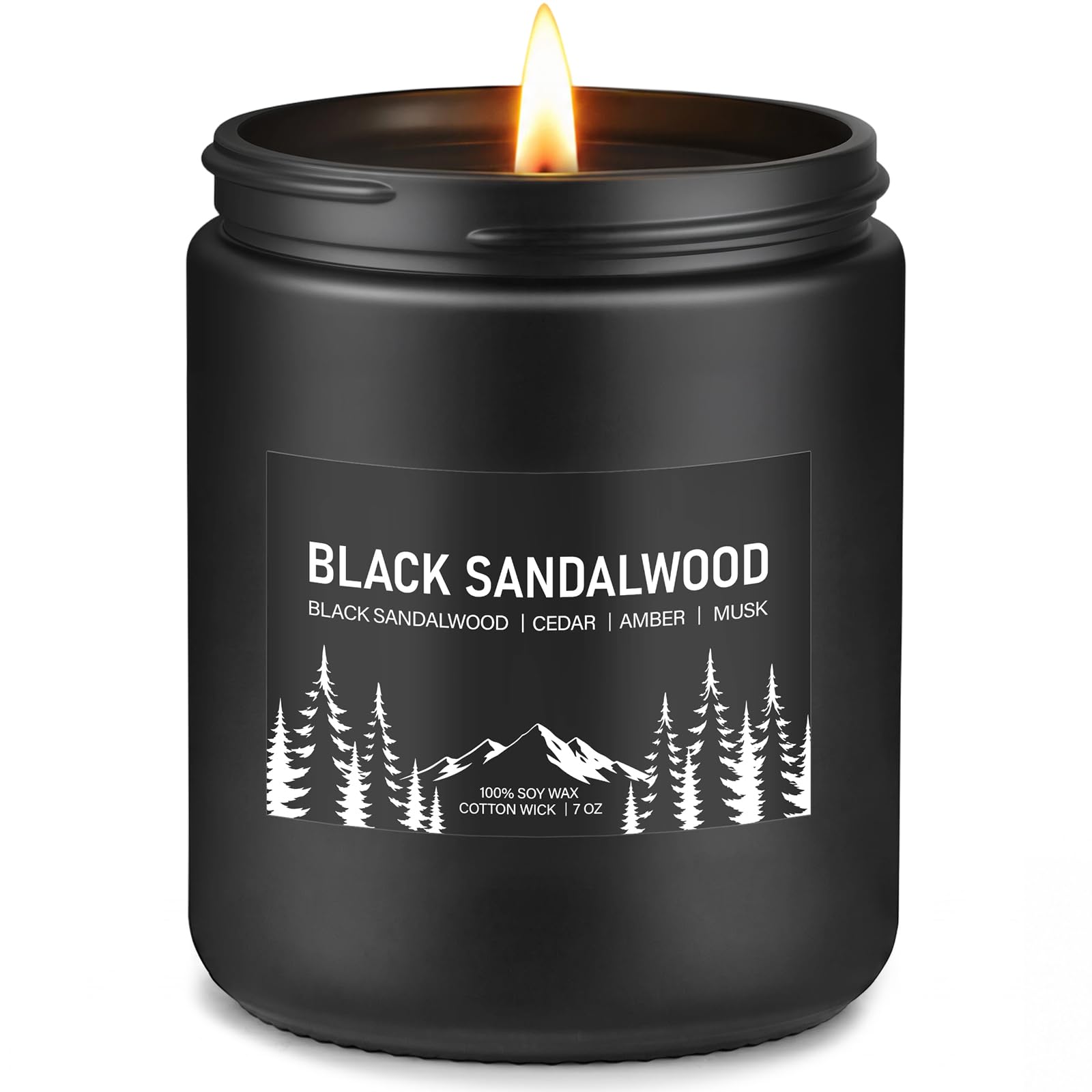 Auelife Black Sandalwood Scented Candle for Men, 7oz Soy Wax 50-Hour Burn