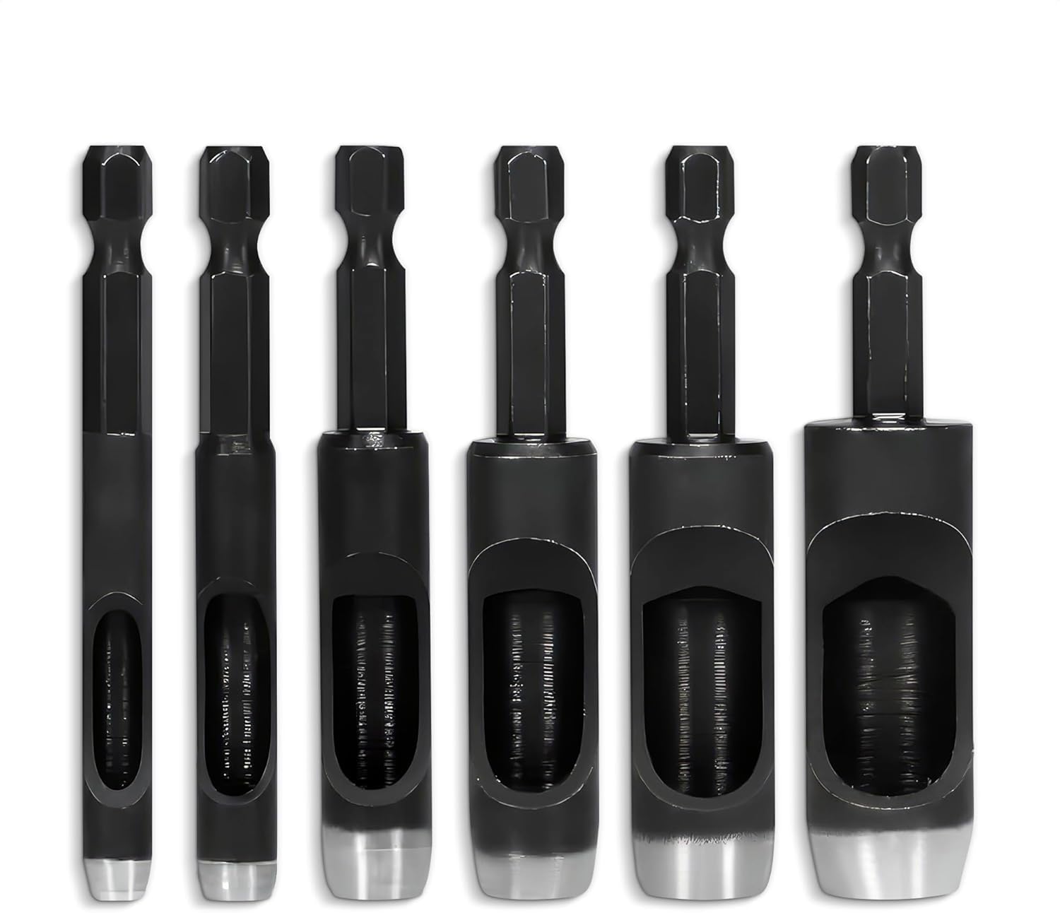 Leather Hole Punch Set - 6 Pcs Drill Bits Set 3/16" 1/4" 5/16" 3/8" 7/16" 1/2" - High-Precision Leather Punch Tool for Belts, Fabric and Crafts - Durable Carbon Steel Tools for Hobby & DIY Use