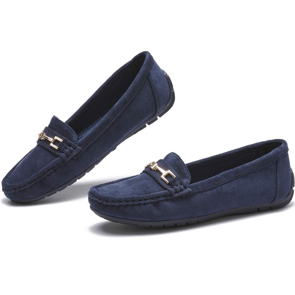 COOL COSER C Women's Wide Casual Comfort Loafers Slip on Flat Shoes Women's Penny Loafers with Arch Support Women Dressy Buckle Moccasions