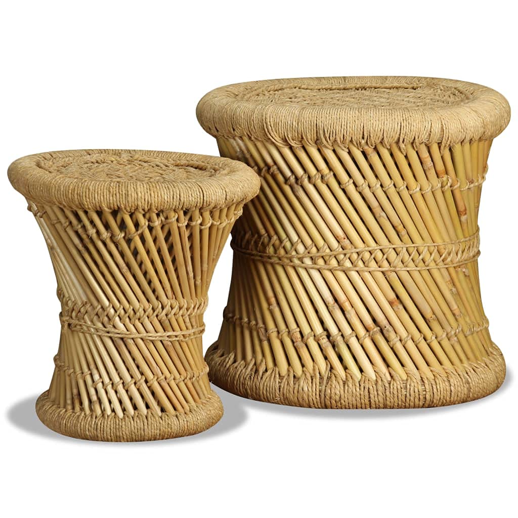 Solivagant Tabourets Lot de 2 Bambou et Jute,(5 KG)