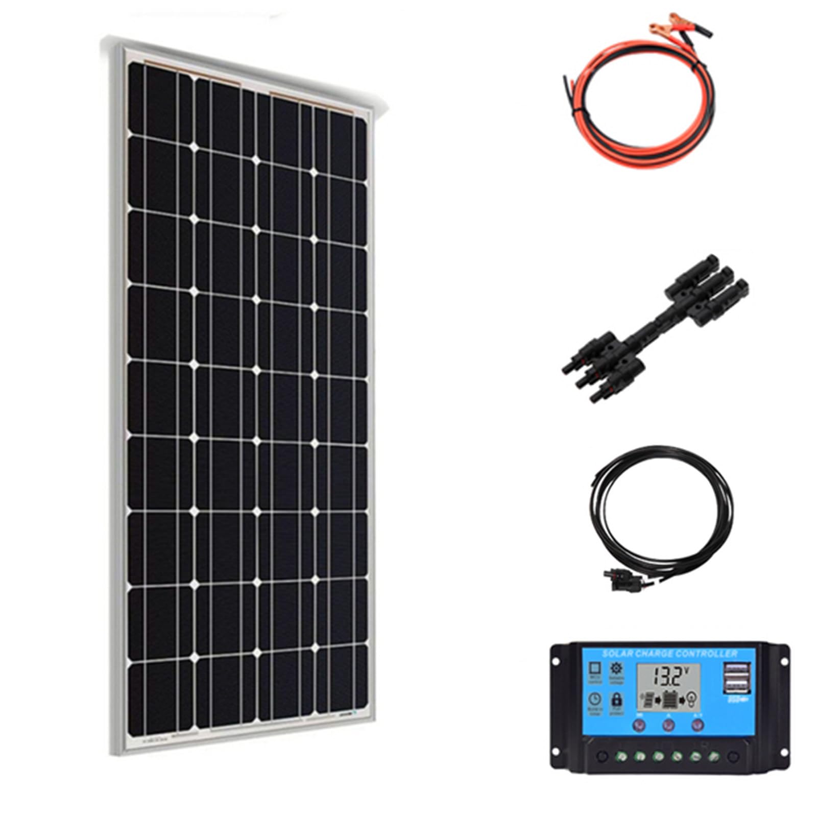 SXYKXYDL 400w Monocrystalline Solar Panel 800w 18v Solar System Kit Pv Module Battery 20a Controller Pv Connector for Home, Caravan, Caravan, Boat.,One