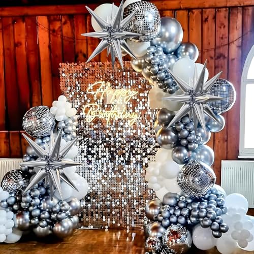Image of 12PCS Disco Ball Round Foil Balloons 22 inch 15 inch 10 inch Large Mylar Balloons