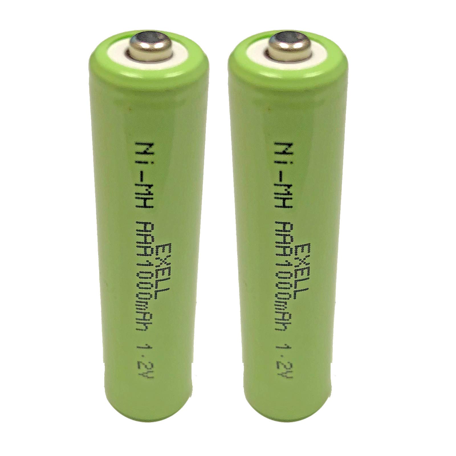 (2-Pack) Exell 1.2-Volt Nickel-Metal Hydride Rechargeable Button-Top Battery, AAA, 1000 mAh, Battery Replacement for Electric Razor, Toothbrush, Meters, Two radios