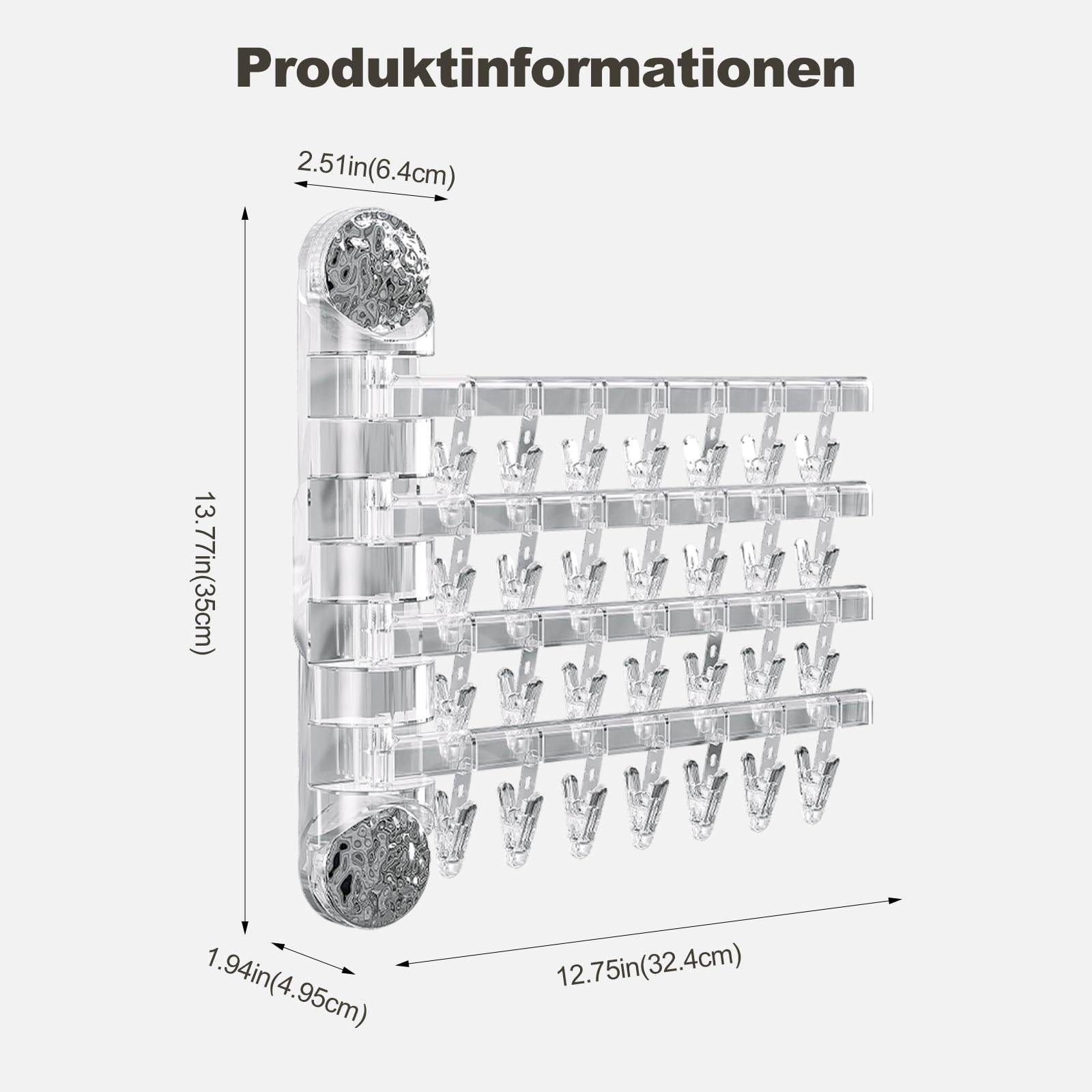Ergocar Faltbarer Multifunktion Wäscheständer zur Wandmontage mit 180° Drehung - Ideal für Socken, Unterwäsche, Handschuhe, Lappen und Handtücher