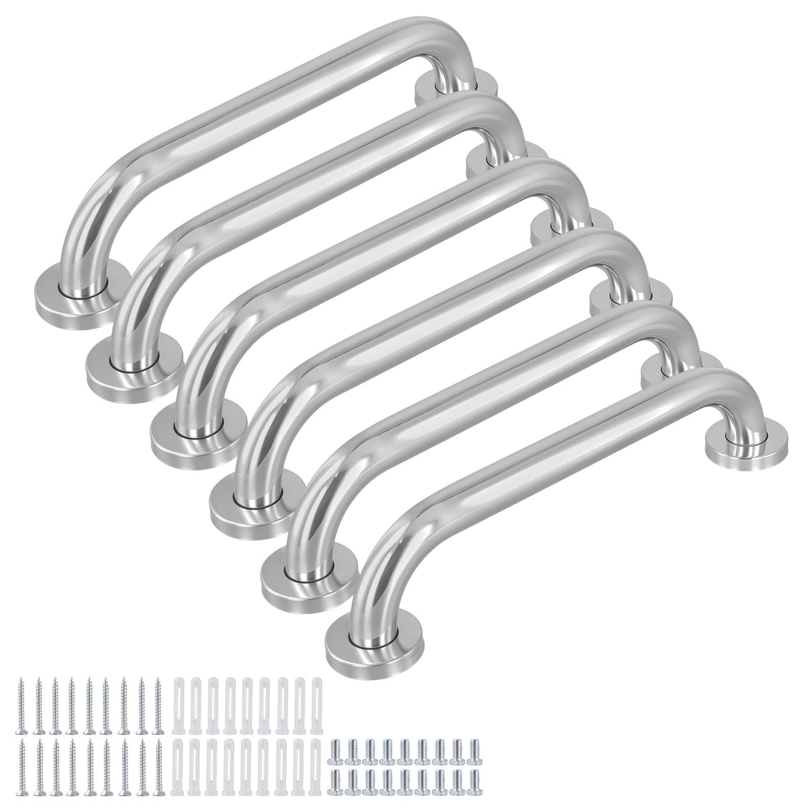 Barre d'appui de douche antidérapante lot de 6 poignées inox pour escalier et WC