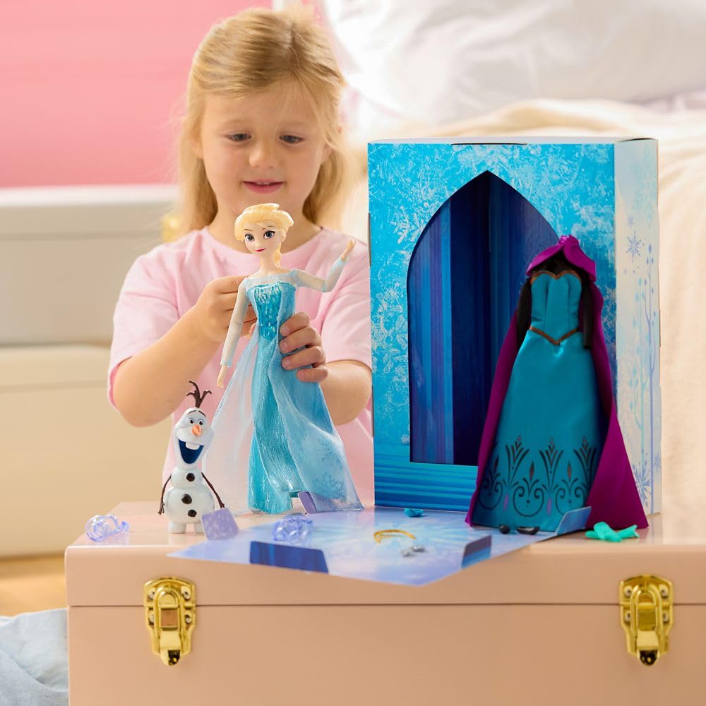 Amazon.com: Disney Store Official Elsa Story Doll (Blue Dress) - 11 Inches  - Includes Coloring Book and Additional Dress, Princess Doll in Classic  Outfit, Disney Princess Toys for Girls : Toys & Games