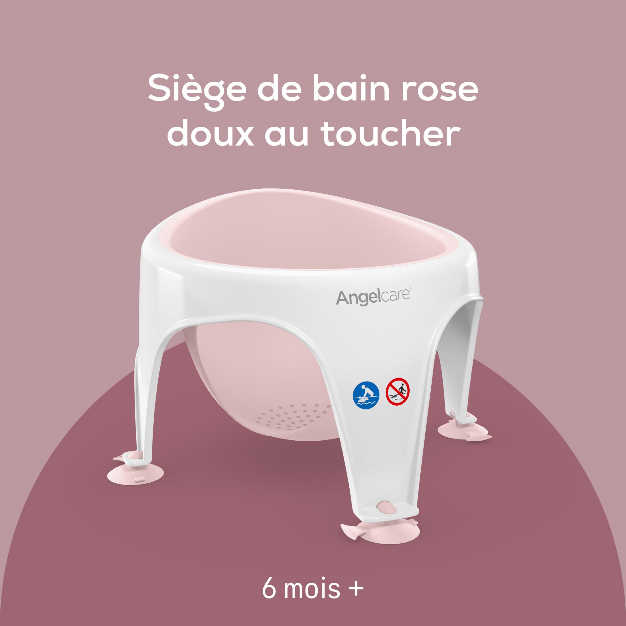 Angelcare - Anneau de Bain pour Bébé - Confort et Sécurité - 6 mois à 10 mois - Rose