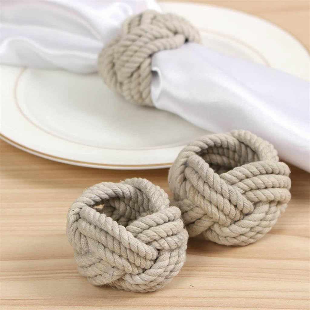 Décoration De Table Lot de 24 Ronds De Serviette en Corde De Coton Tissée a La Main Gris pour Mariages Fêtes Festivals Et Anniversaires