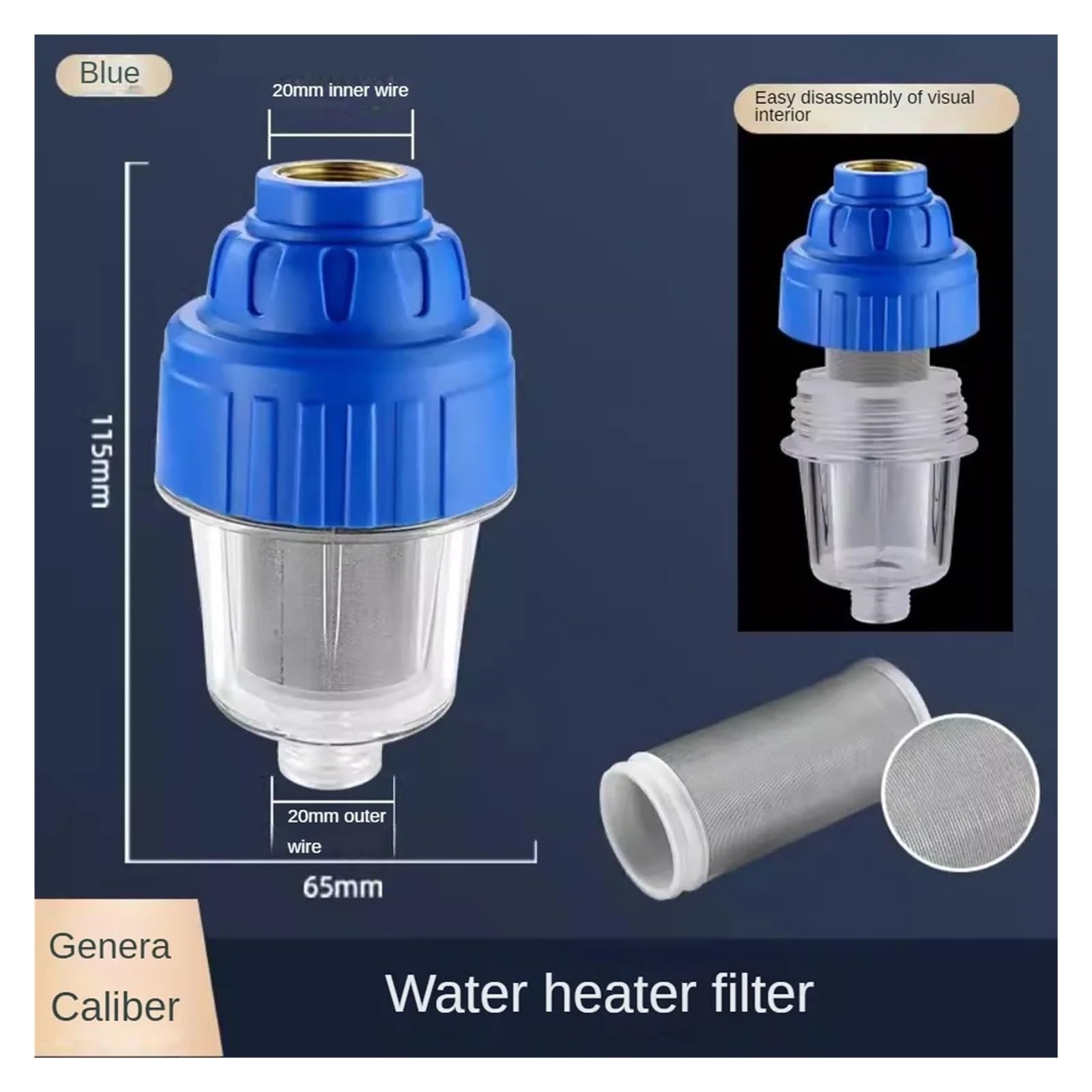 Filtre avant ménager en acier inoxydable Élément filtrant sans entrée Robinet d'eau Douche Purificateur anti-calcaire Eau potable(Pure copper)