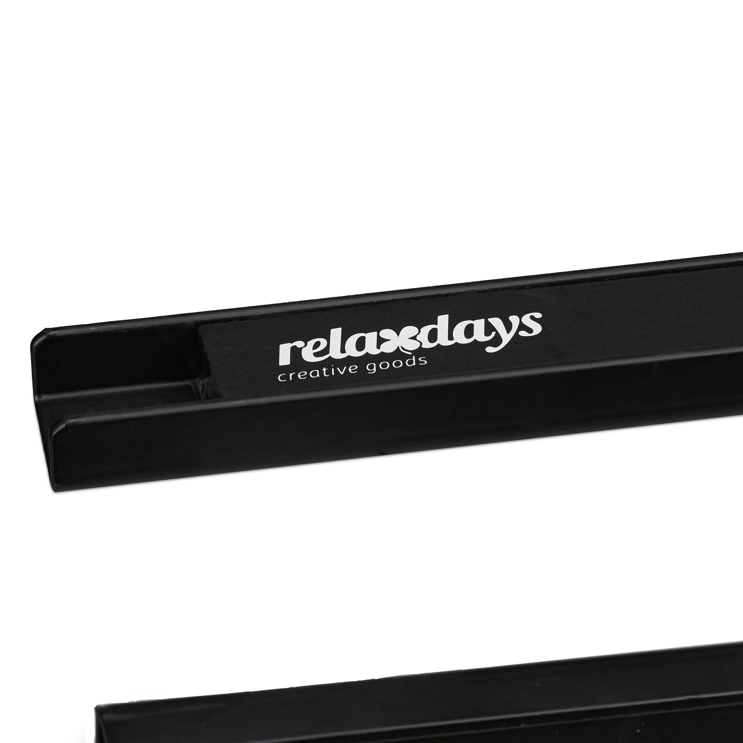 Relaxdays Set de 3 Imanes Cuchillos, 30 cm de Largo, Acero, Barras Magnéticas Herramientas, Atornillar a la Pared, Negro