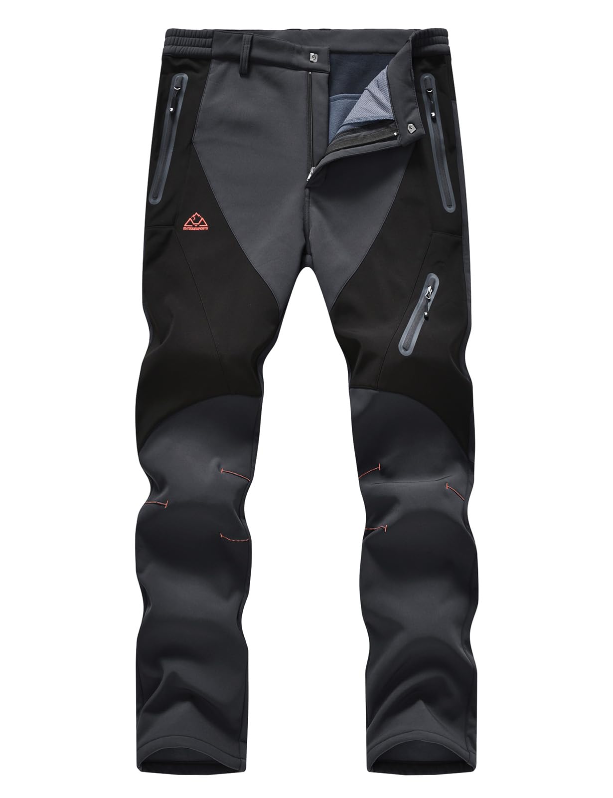 Rdruko Pantaloni da sci da uomo, invernali, impermeabili, in softshell, imbottiti, caldi, per attività all'aria aperta, per snowboard, trekking, per uomini, grigio scuro, 36