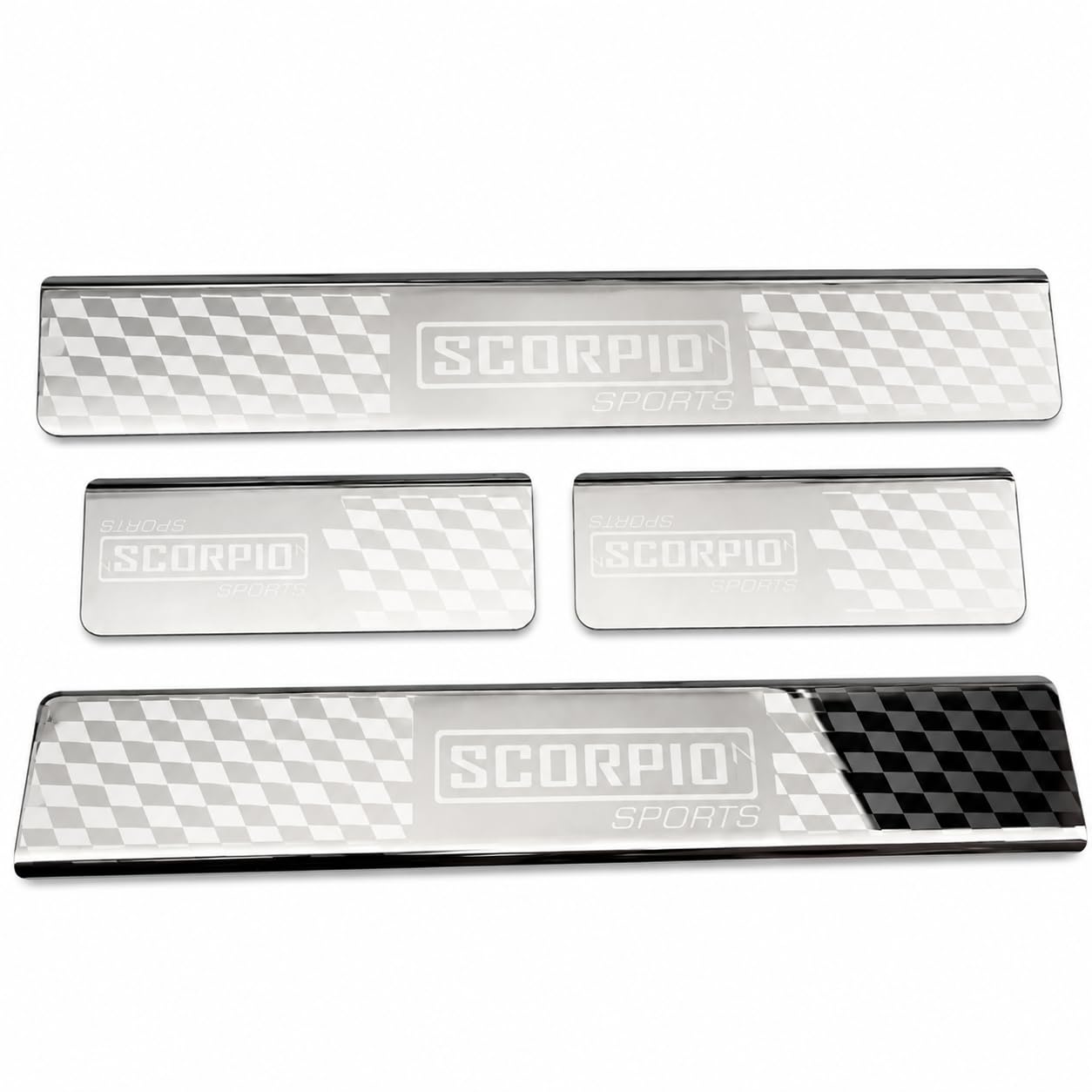 Drivon Sill Plate Door Foot Step in Stainless Steel Non led Self-Adhesive Car Door Entry Guard Protector Scorpio N (Set of 4 Pcs)-image-2