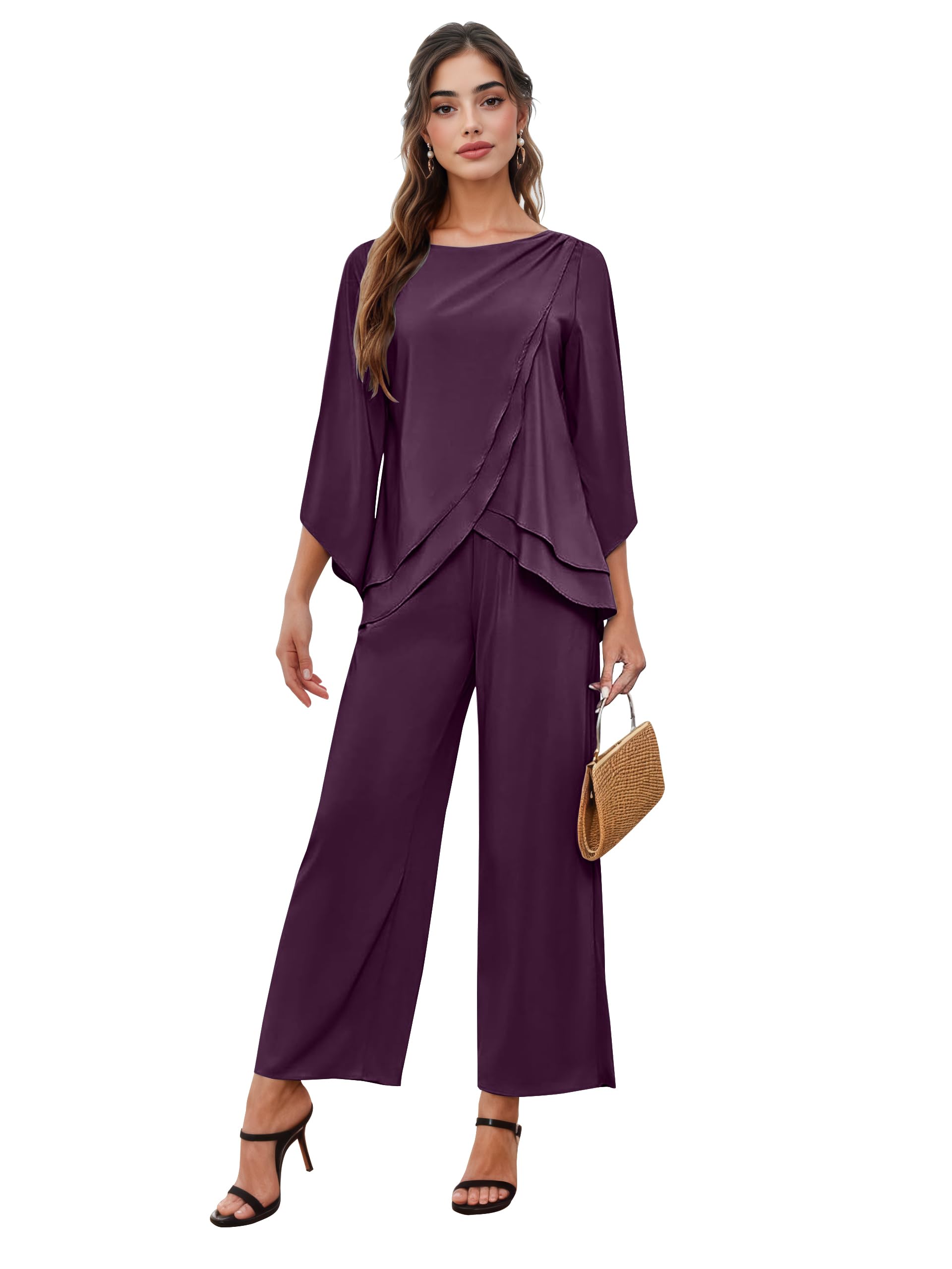 2 Piece Chiffon Mother of The Bride Pant Suits for Wedding Guest Dresses Formal Outfit Womens Pantsuits