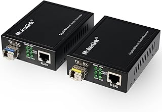MokerLink Gigabit SFP to RJ45 Converter, A Pair 2 Pack BIDI-Mode Fiber to Ethernet Media Converter, 10/100/1000Mbps RJ45 Port, 1000Base-BIDI SFP Module 1310TX/1550RX up to 20KM