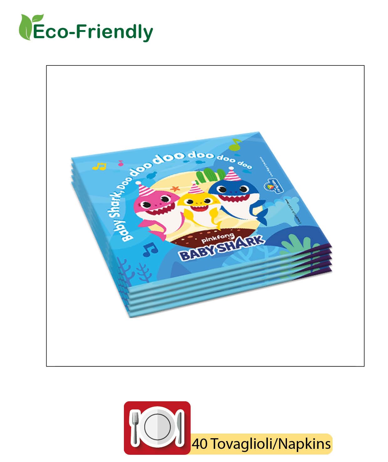 Baby Shark Party-Set Für 8 Personen - 36-teilig