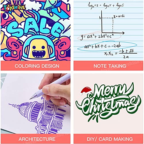 Image of Toyshine Pack of 9 Colored Gel Ink Pens Medium Point (0.7mm), Comfortable Writing for Adults and Kids Writing Journal, Taking Notes, Drawing at School Office Home