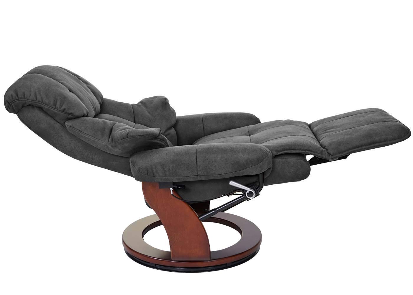 MCA Relaxsessel Calgary 2 - dunkelgrau, Walnuss-Optik | Fernsehsessel, Sessel, Stoff/Textil, 150kg belastbar