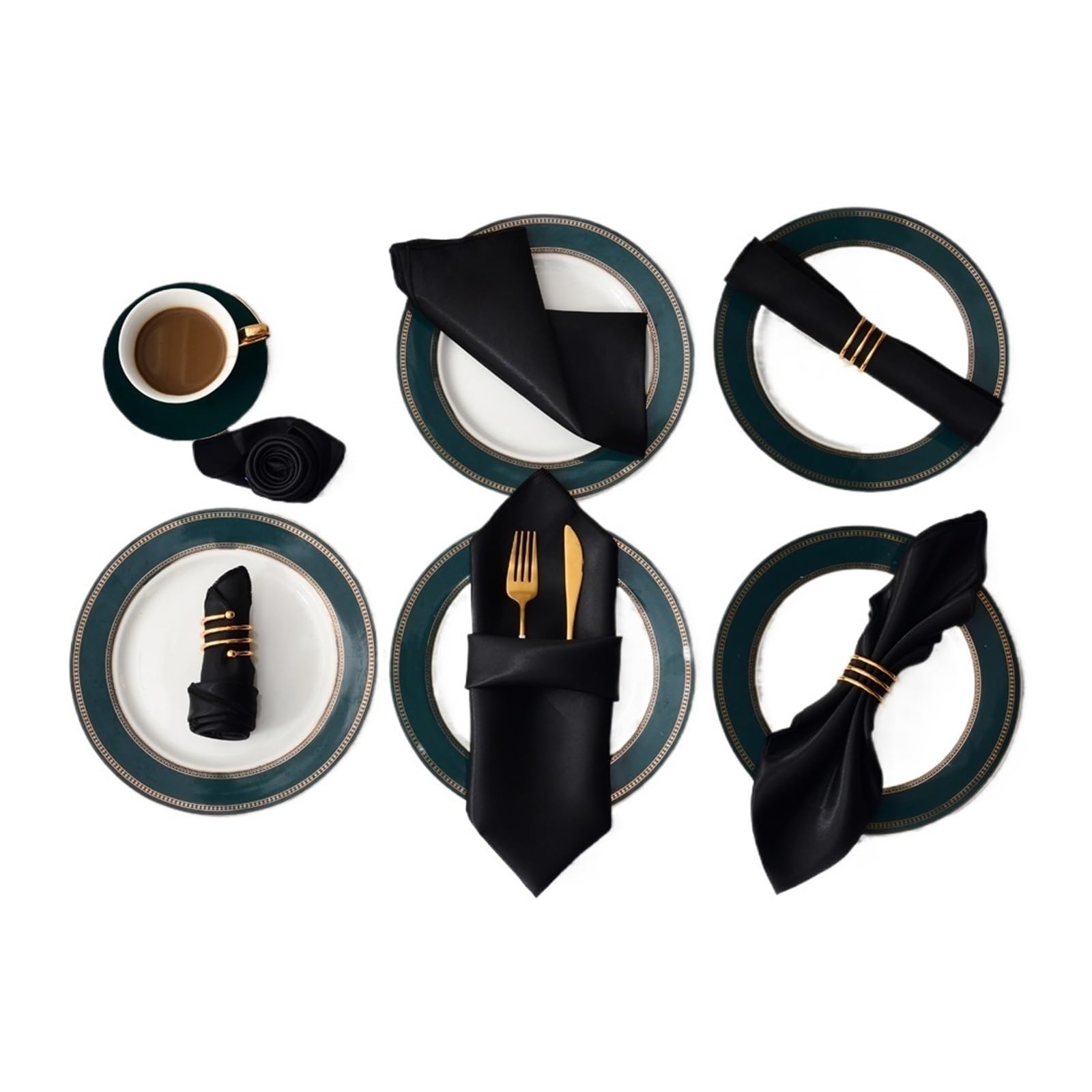 serviettes napkins 12Pcs 30X30cm Satin Table Napkin Soft Handkerchief Romantic Wedding Banquet Square Napkins Dinner Party Decoration for dining wedding party everyday home(12pcs black)