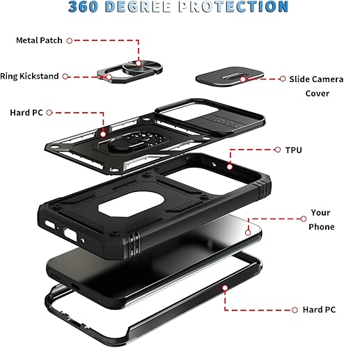 Miniatura 9 de IYTRRYH Funda para Samsung Galaxy A54 5G con 2 protectores de pantalla de vidrio templado, con anillo magnético y cubierta de cámara a prueba de