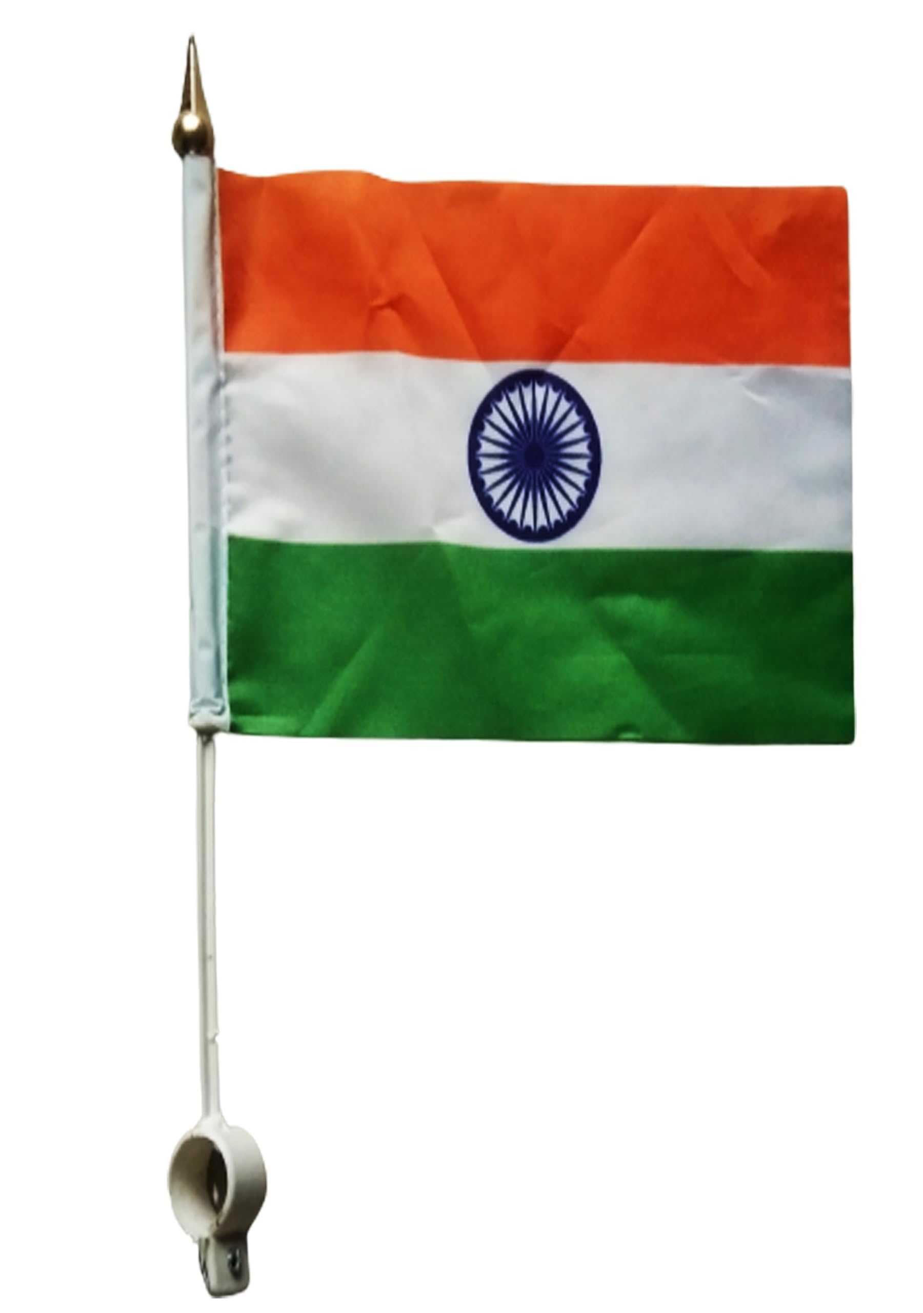 Jiyansh Traders Polyester 01 Piece White Polyester Polister Bike Stand Flag For Bike,Cycle,Scooter,Scurty,Car And Many More. (Tricolor2)-image-7