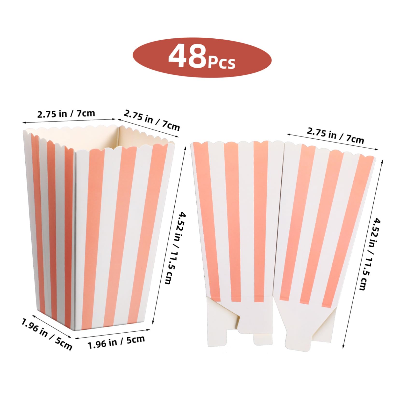 Alipis 48Pcs Striped Popcorn Boxes Versatile Snack Holders for Parties Treat Bags for Cookies Chips French Fries and More for Home Gatherings and Celebrations