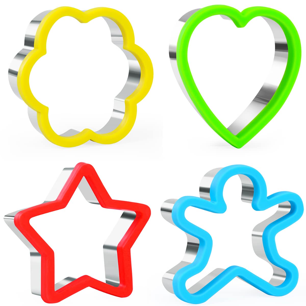 Gingerbread Man Stainless Cookie Cutters,Sandwich Vegetable Fruit Shape Cookie Cutters with Comfort Grip,Cute Cartoon Animals Shapes Sandwich-for Kids Baking Cookie