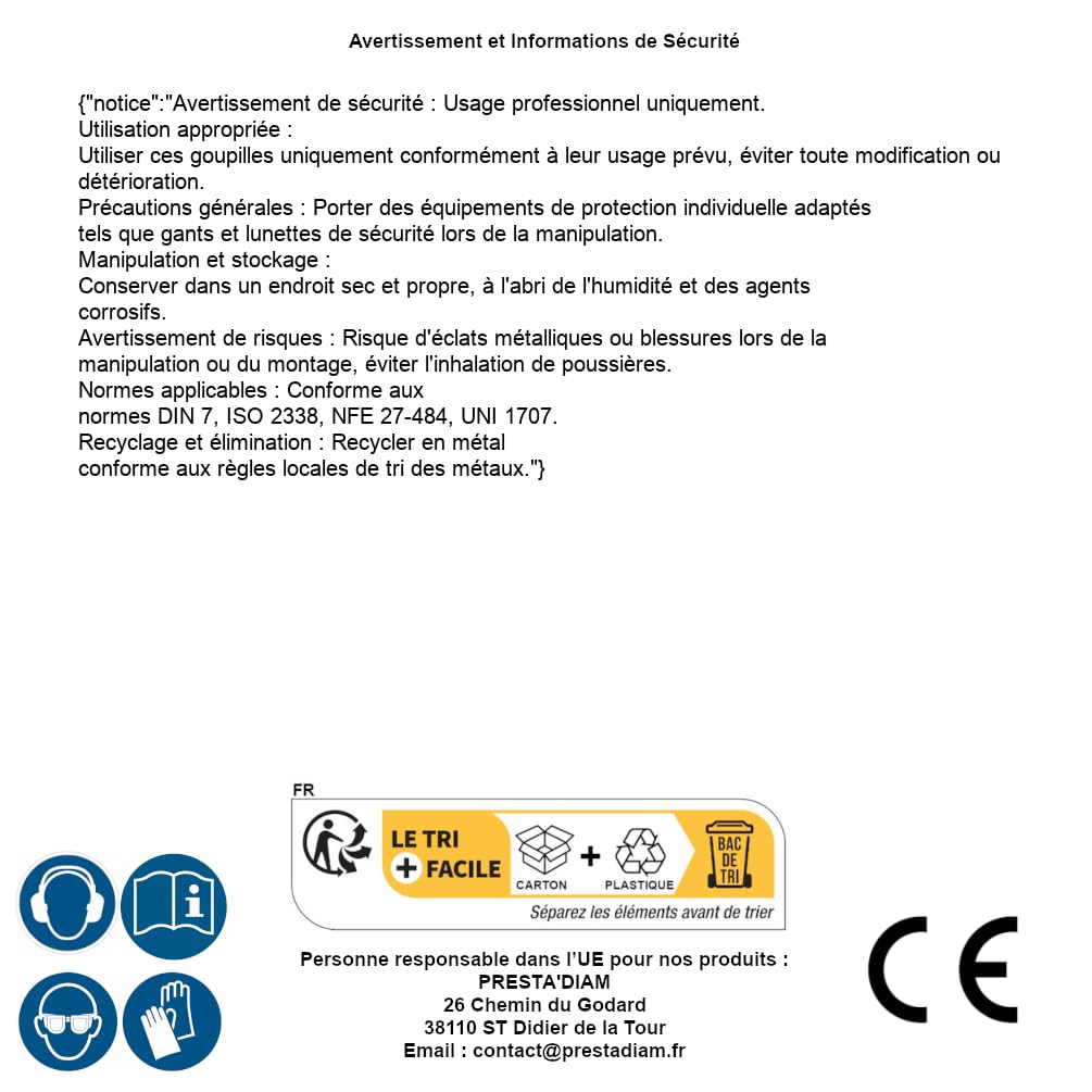 100 pasadores cilíndricos 8 x 28 mm - DIN 7 - ISO 2338 - NFE27-484 - UNI 1707 - Inox A1 - D-Work