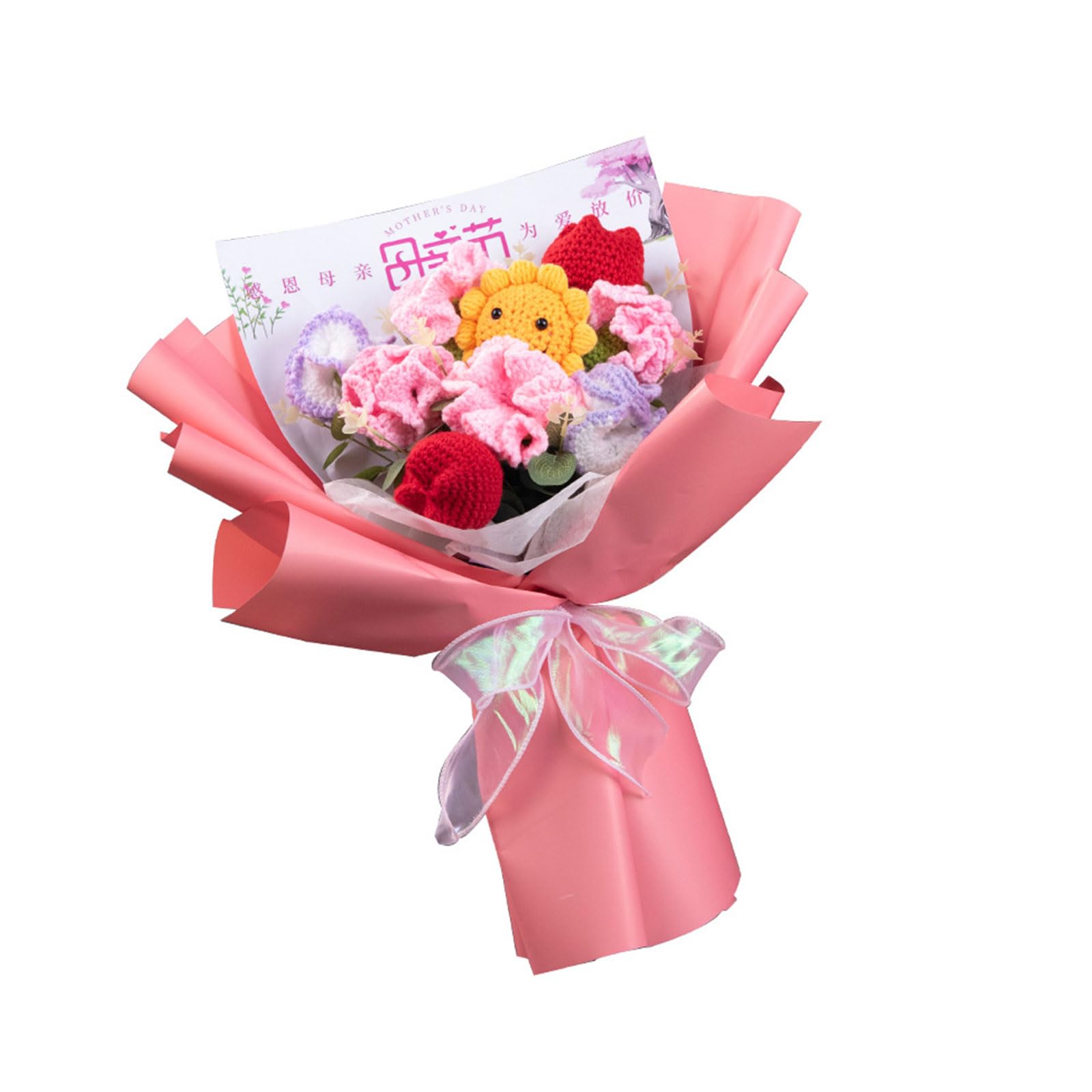 Bouquet de fleurs au crochet lumineux et durable, œillets faits main