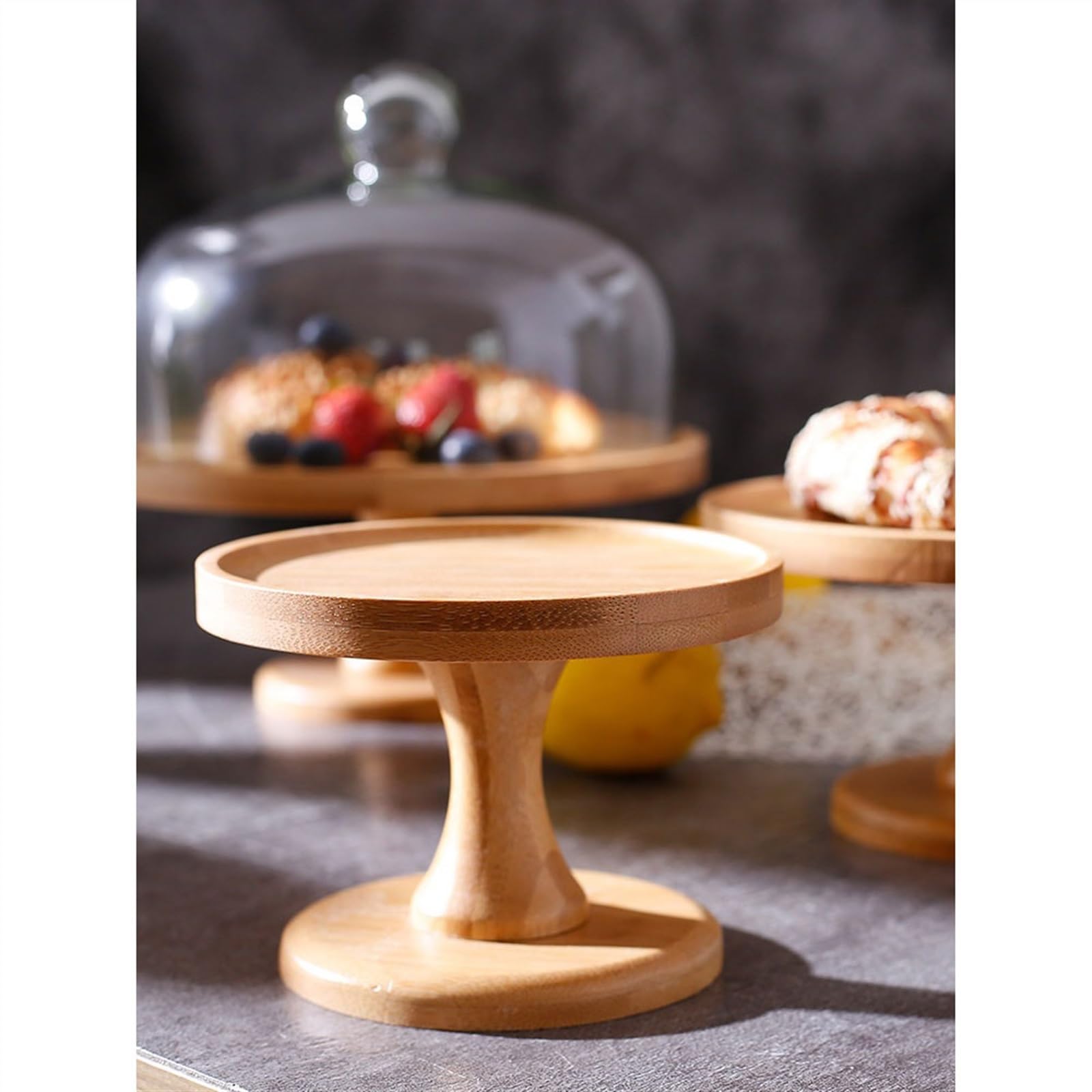 Espositore da Tavolo per Dolci Creativo portatorte Alto, Vassoio for Esposizione di Pane e Dessert, Vassoio di Prova for Frutta con Coperchio in Vetro Torre espositiva per Torte(8inch)