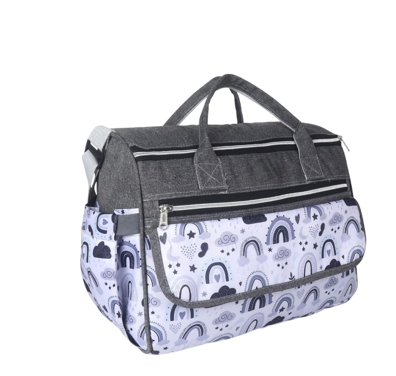 Premium Baby Diaper Backpack | Soft Cotton Fabric with Spacious Storage and Multi-Pocket Layout | Lightweight Daily Travel Bag for Baby Essentials (White and Grey)-image-17