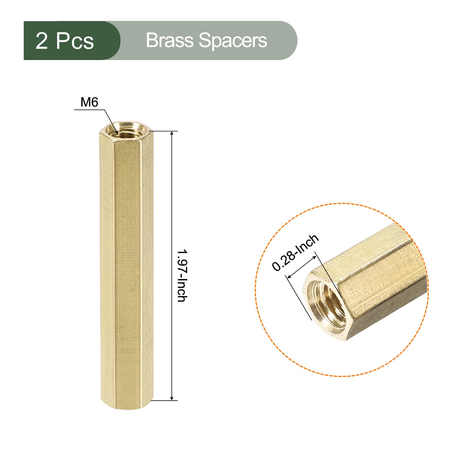 YOKIVE 2 Pcs M6 Spacers, Brass Hex PCB Standoffs Nuts, Keep Height Consistent, Great for Motherboard Circuit Board - Image 2