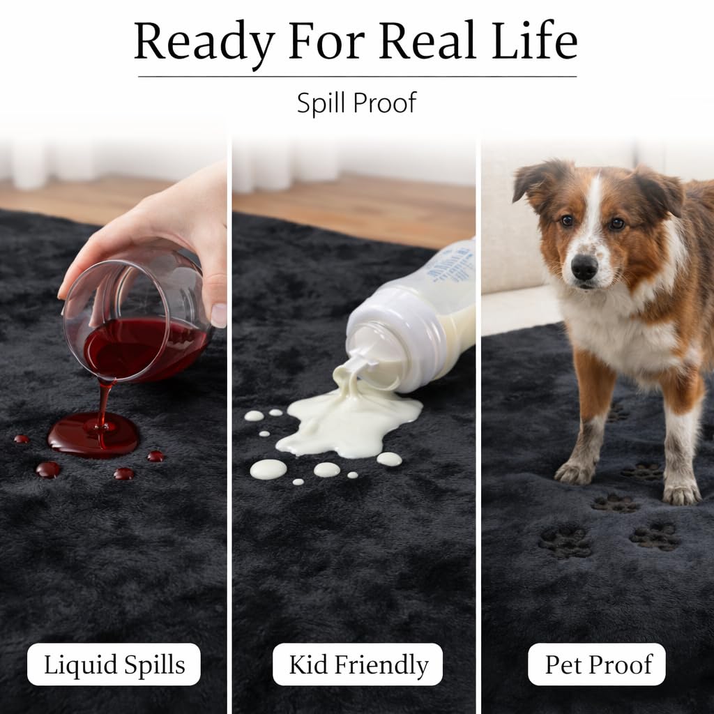 CREW FLX Waterproof Blanket for Bed Intimacy (80"x 60" Queen Size) Reversible Fleece | Sherpa, Love Blanket, Water Proof TPU Stain Proof Couch Furniture Mattress Winter Large Dog Bed Cover - Gray: Black Sherpa Fleece 80 x 60 inch