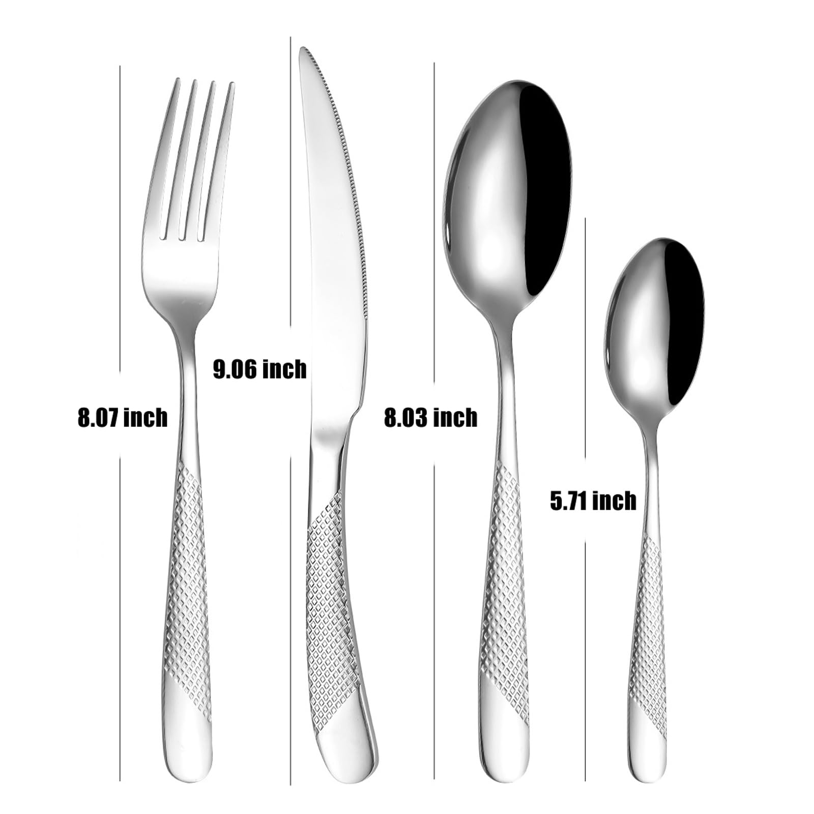 Genérico Juego De Cubiertos De Acero Inoxidable Martillado, Juego De Cubiertos De 48 Piezas, Cubiertos Pulidos A Espejo, Cubiertos para 12 Personas, Cubiertos para Banquetes De Negocios (Black 72pcs)