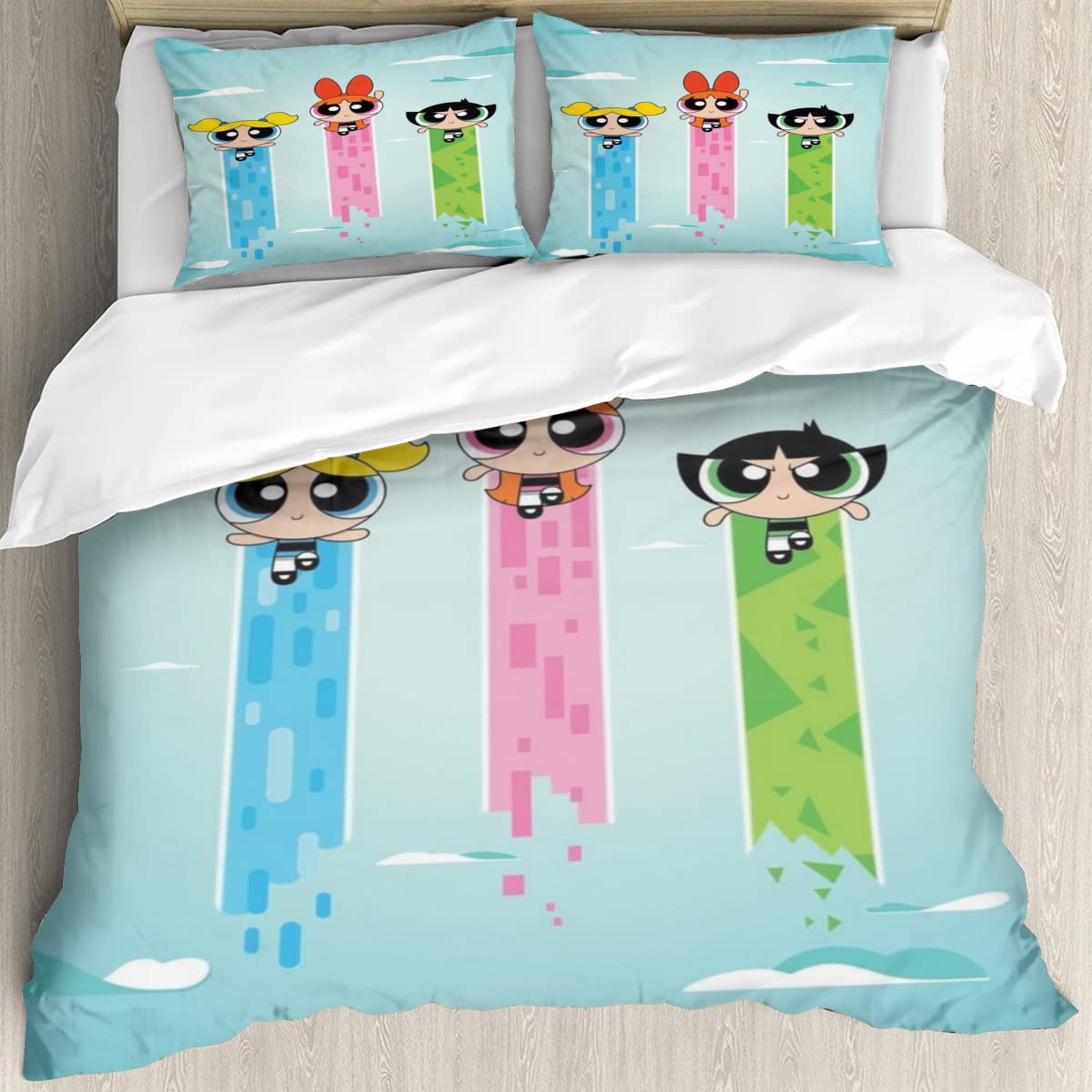 パワーパフガールズ シーツ クイーンフラットシーツ&ピローケース1枚 パワーパフガールズ シーツ クイーンフラットシーツ&ピローケース1枚