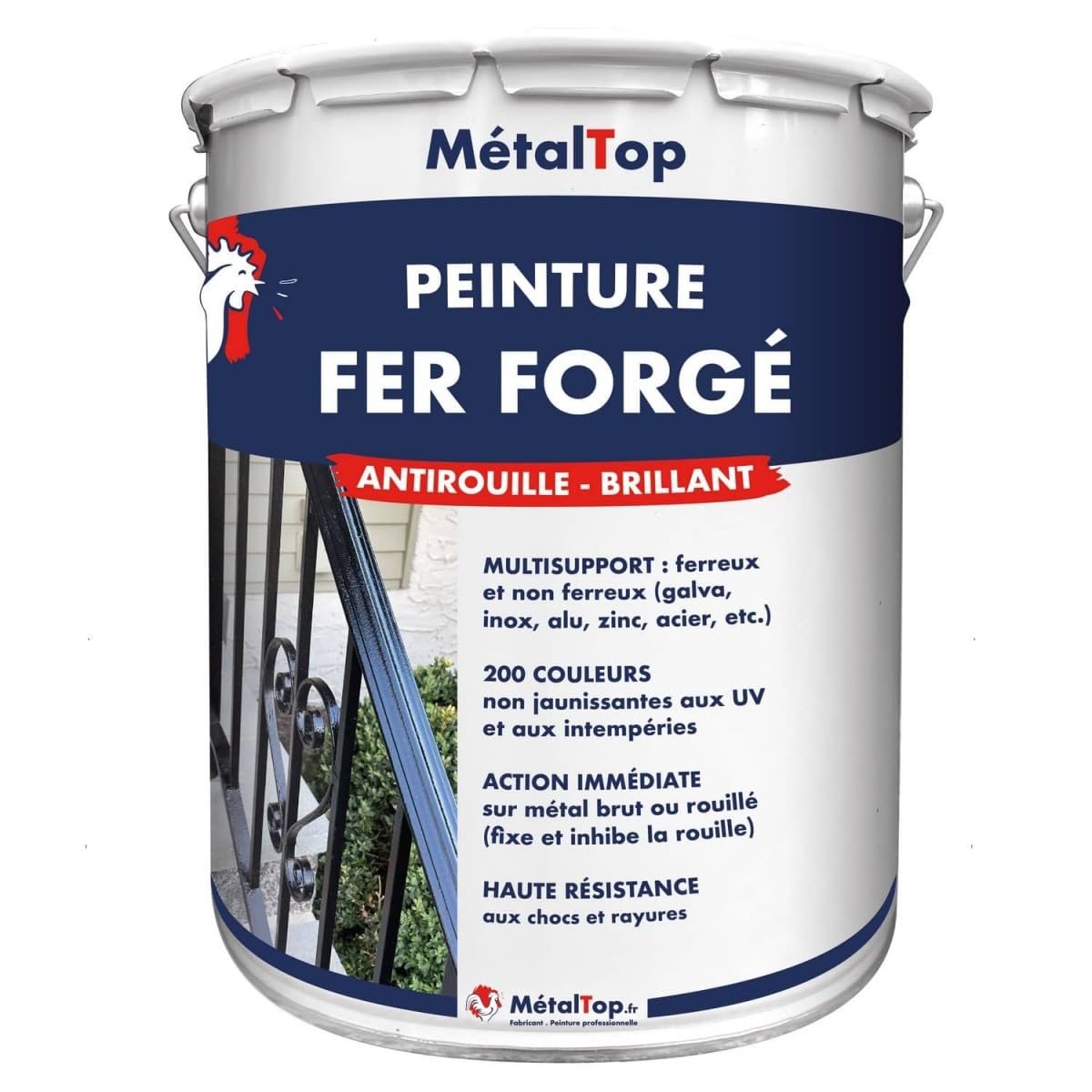 Metaltop - Peinture Fer Forge - Noir signalisation - RAL 9017-1 L - Protection antirouille durable avec finition soignée pour métal extérieur