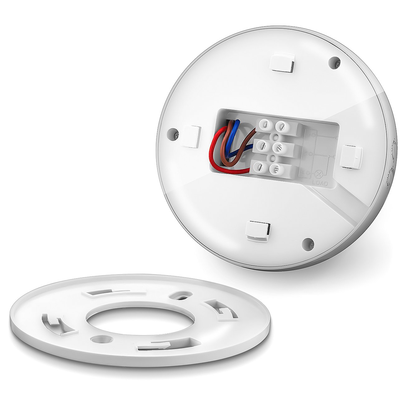 deleyCON 4X Infrarrojos Detector de Movimiento Salir a la Superficie Montaje en Techo Interno Control de Luz Área de Trabajo de 360° Alcance de 6m Sensor de Luz Integrado Blanco