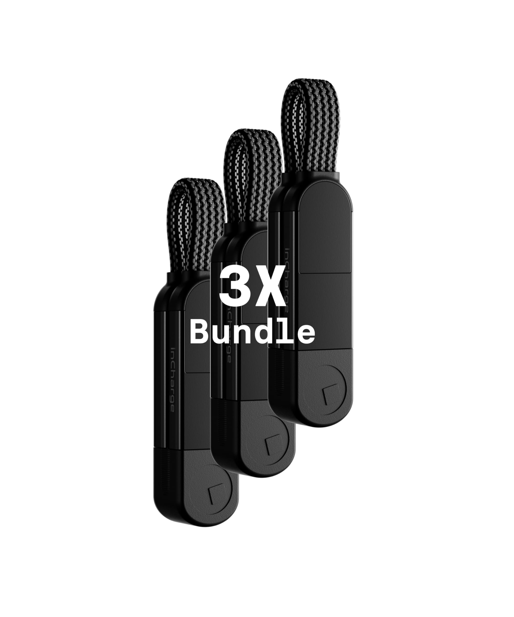 Rolling Square inCharge X - USB C Charger Cable, Lightning Cable for Smartphone, Universal Cable Charger 6 in 1, USB Plug, Black, 100W, Multipack 3x