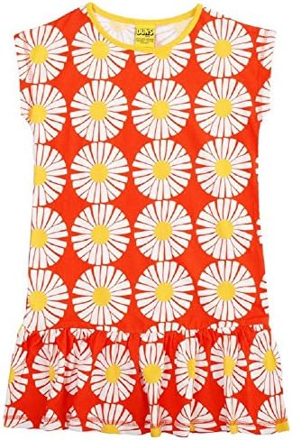 DUNS Organic Cotton Knit Daisy Short Sleeve Baby Dress with Frill (62-68cm/2-6M)