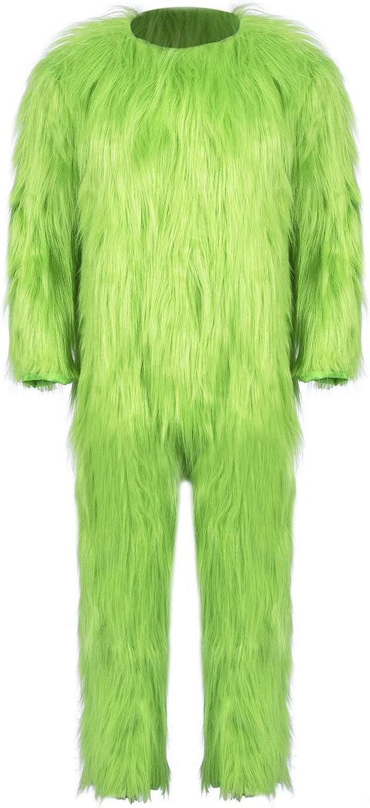 Mens Green Furry Pants Adult Christmas Funny Cosplay Costume Props Green Santa Costume Trousers for Men Women