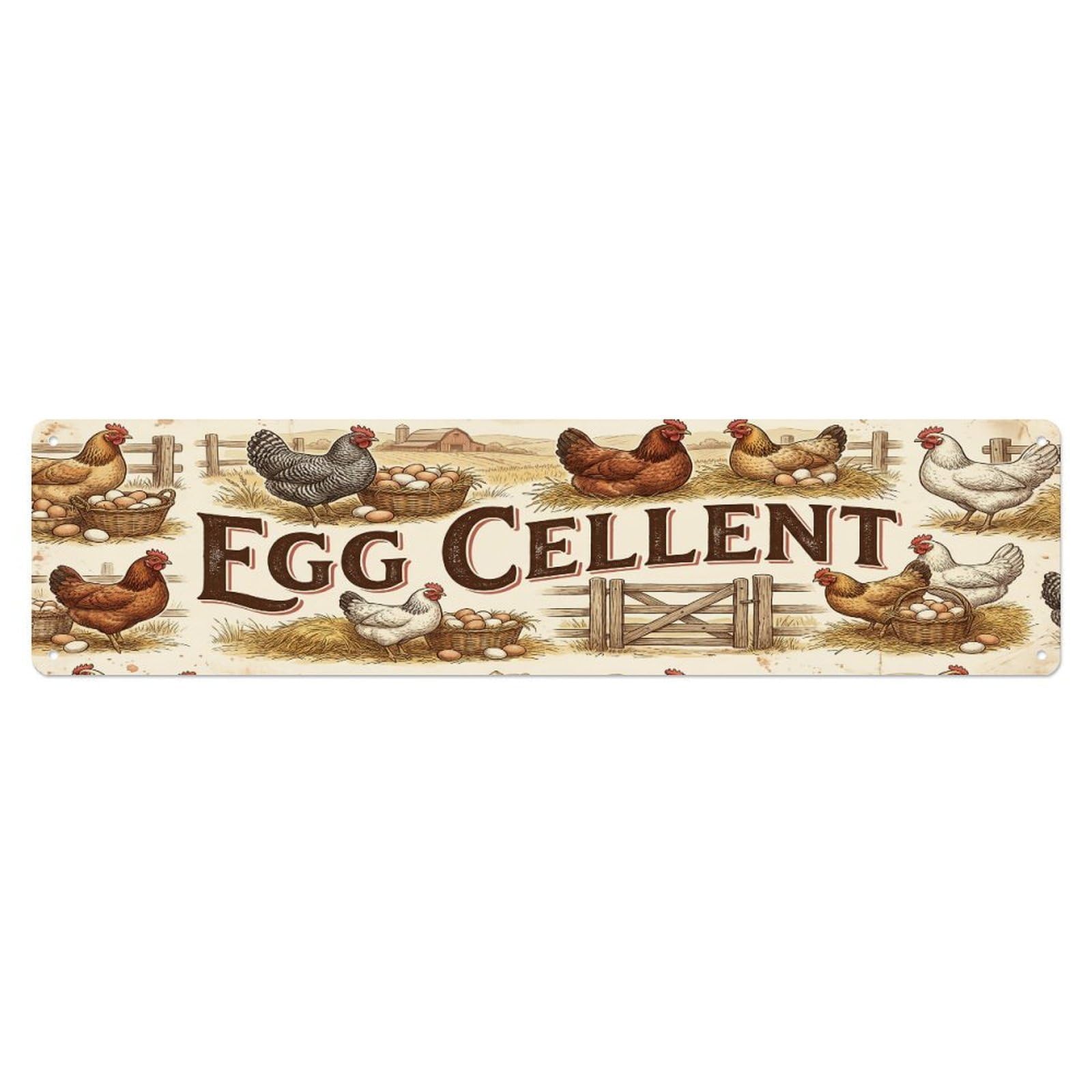 Vintage Coop Egg Hen Farmhouse Funny Hen Backyard Farm Metal Tin Sign Plaque Wall Decor for Cafe, Club, Garden Metal Poster 4x16Inch
