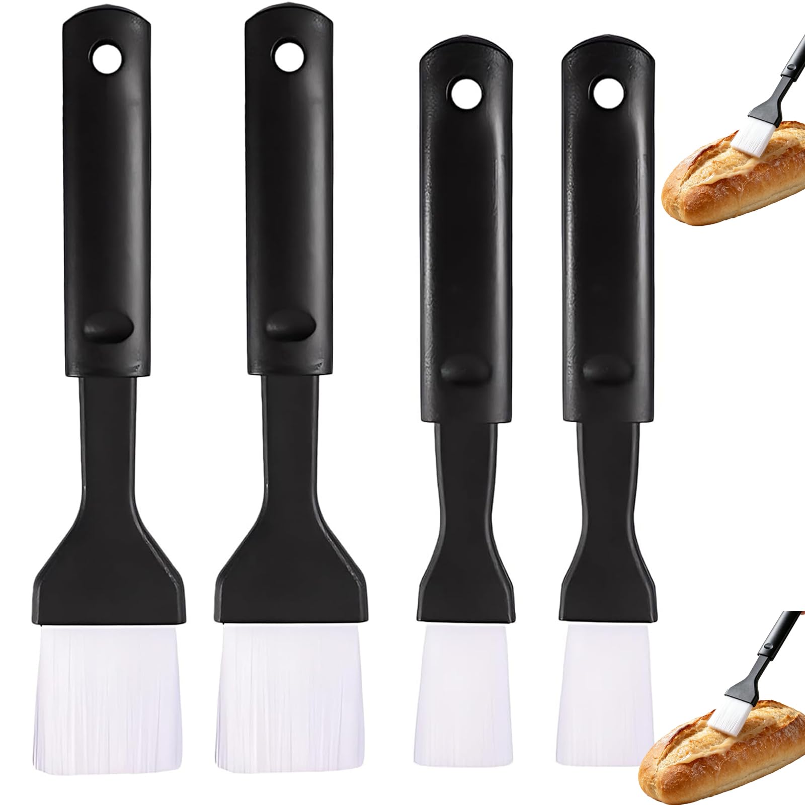 4 Pcs Pastry Brushes, Bpa-Free Basting Brush Nonstick Silicone, Heat Resistant Cooking Brush, BBQ Brushes for Grilling, Pastry, Stirring, Baking, Cooking