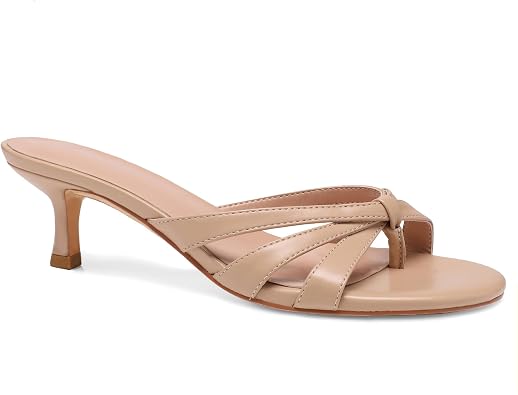 Gold Kitten Heels Sandals for Women Flip Flop Open Toe Sandals Comfortable Slip On Mules Women Thong Slide Heeled Sandals.