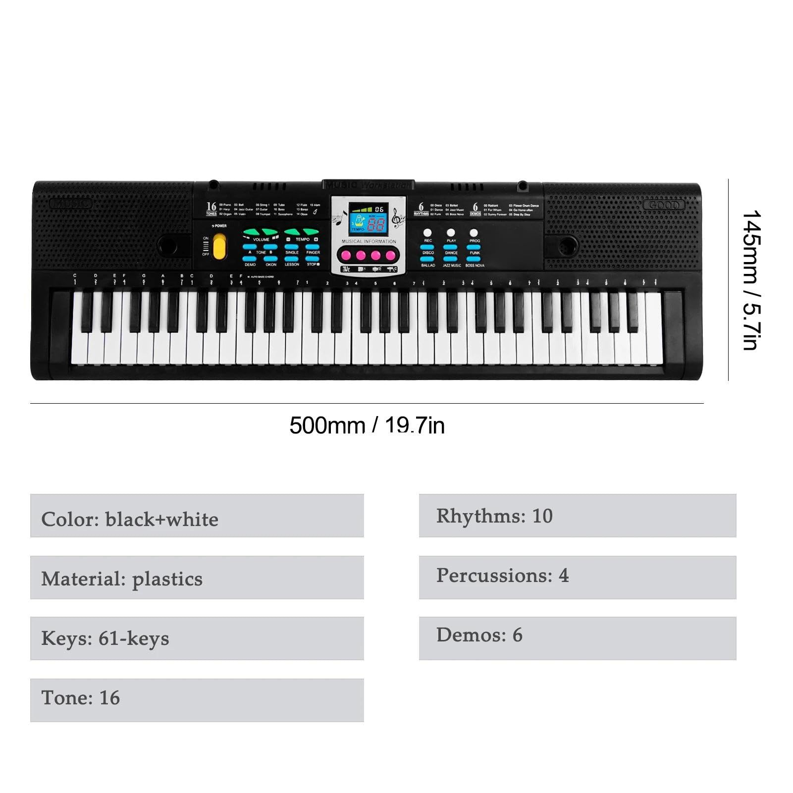 61-klawiszowa Klawiatura Elektroniczna Fortepian Instrument Muzyczny Dla Studentów Z Mikrofonem Przenośne Keyboardy Pianino
