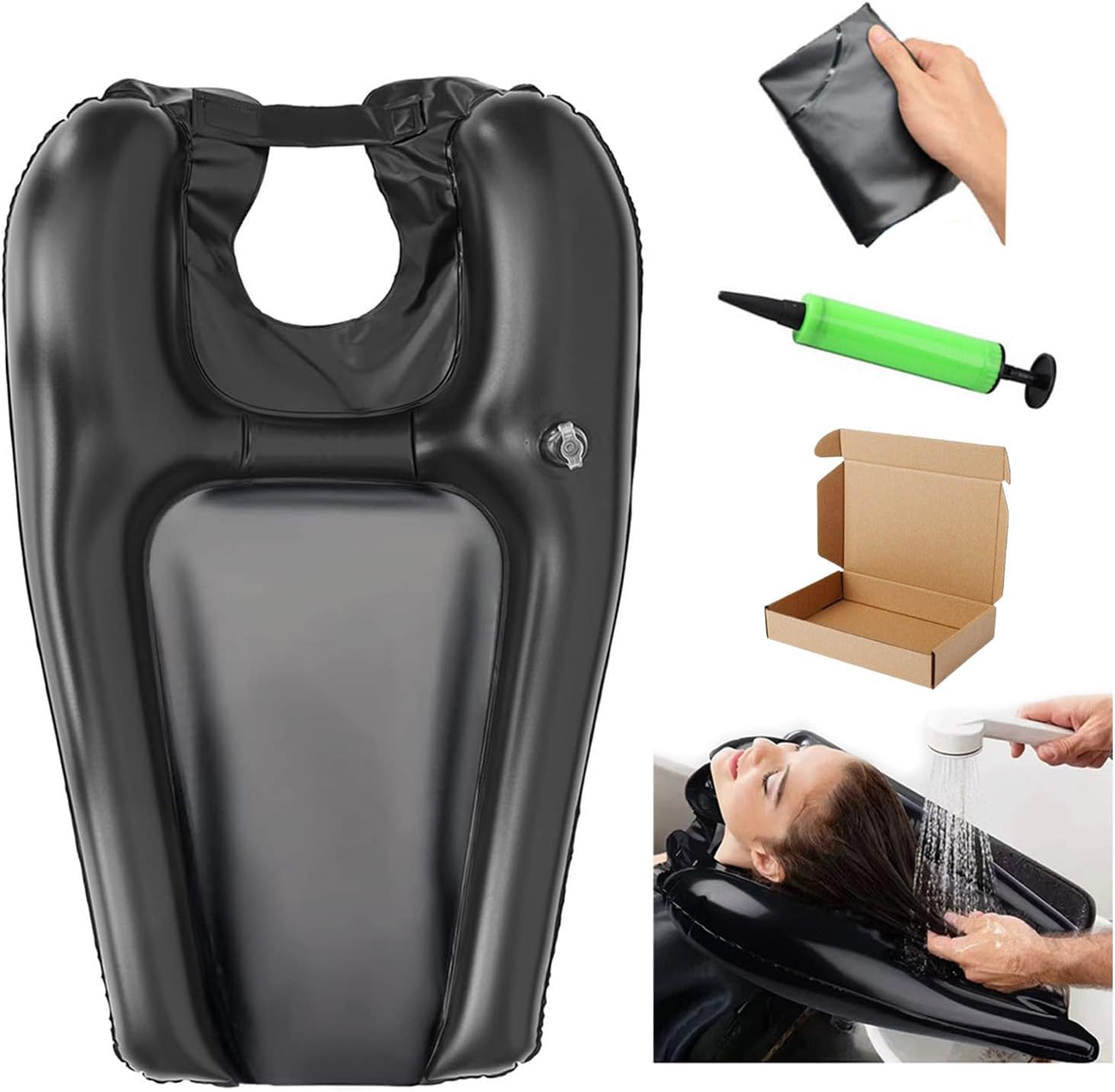 Portable Shampoo Bowl with Inflator,Hair Washing Station for Kids,Inflatable Hair Washing Basin for Sink At Home,Outdoors Or The Hospital, for Handicapped,Child, Seniors, Pregnancy, Bedridden Patient