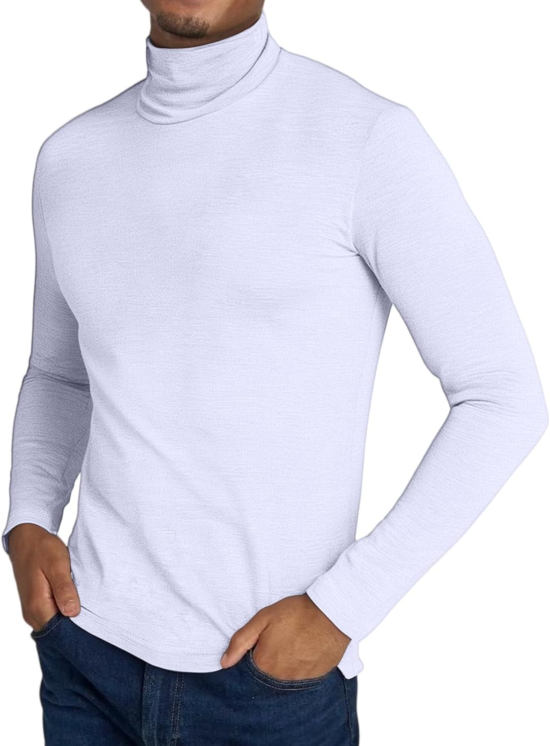 Ymosrh Men's Mock Neck T Shirts Long Sleeve Stretch Fall Winter Basic Daily Tee Tops, S-2XL