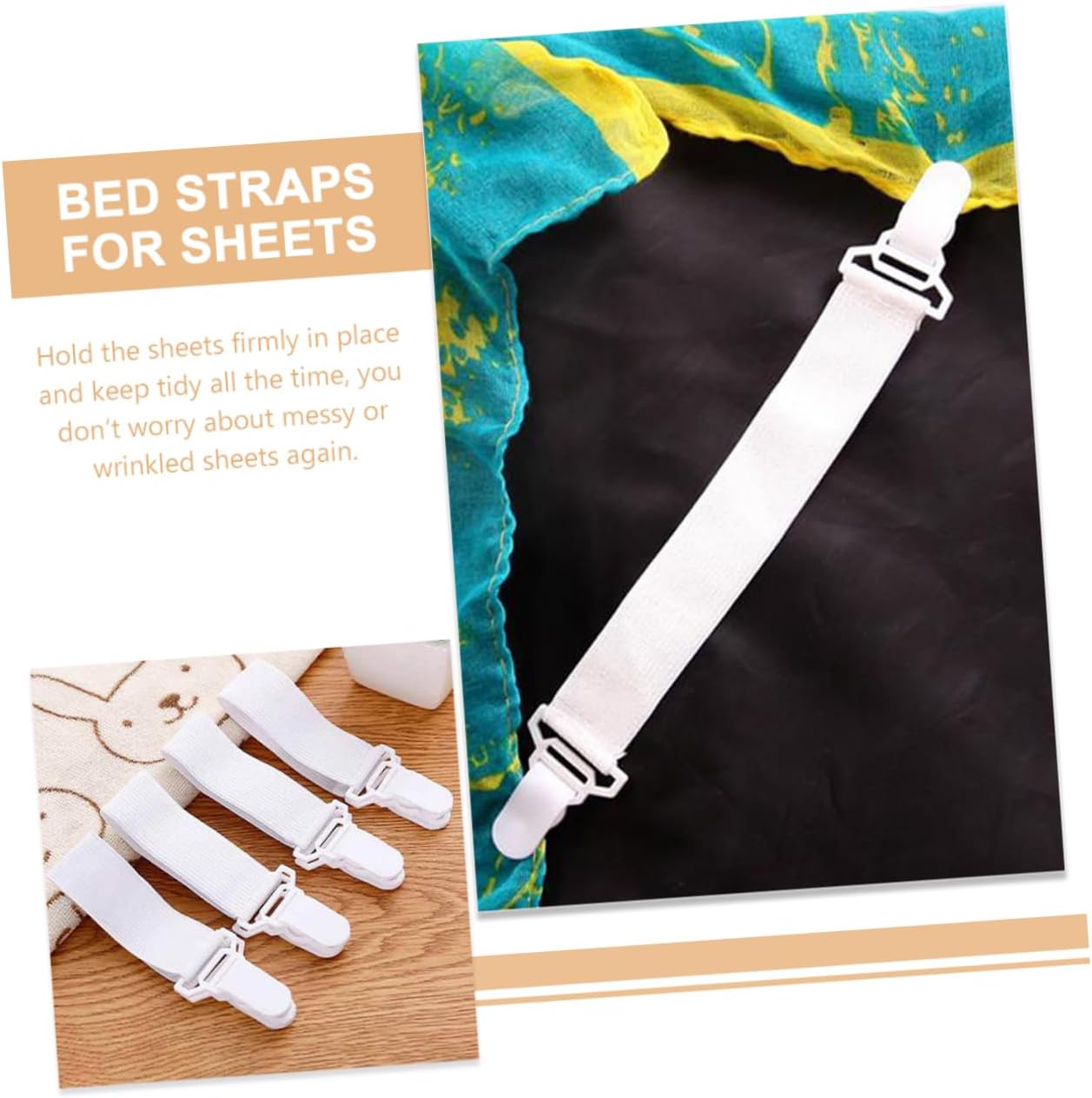 Alipis 60pcs Bed Sheet Fasteners Multi-Functional Mattress Holder Straps for Fitted Flat Easy to Use for Neat and Tidy Bedding